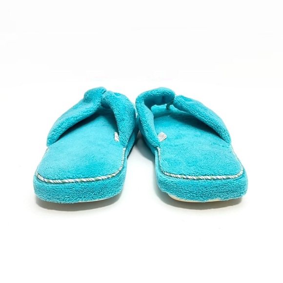Vintage 1990s deadstock turquoise terrycloth thong style platform slippers - Picture 7 of 8